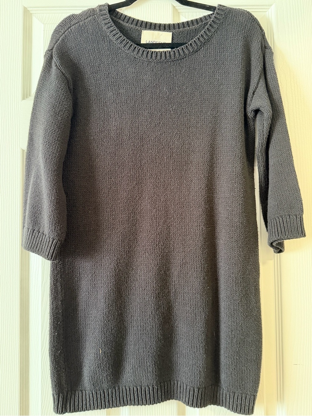 Lands' End Gray Crewneck Knit Sweater Dress